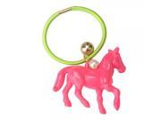 Plastic Lovely Hair Rope Ponytail with Little Horse Accessory Rose Red