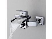 Contemporary Wall Mounted Waterfall Tub Bathroom Faucets Chrome Finish Mixer Taps