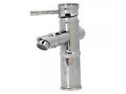 90 Degree Bamboo Style Brushed Nickel Single Handle Hole Basin Sink Faucets Mixer Taps