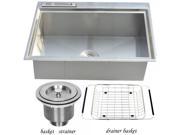 28 x 18 18 Gauge Durable Stainless Steel Single Bowl Hand Made Top Mount Kitchen Sink with Draining Basket