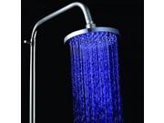 7.9 inch Copper Round Shower Head with Temperature Sensor Color Changing LED Light