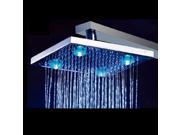 8 Inch Temperature Control Colors Square Copper 4 LEDs Fixed Rainfall LED Shower Head Silver