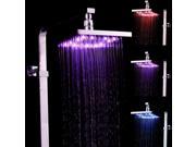 10 Inch Copper Water Saving Temperature Sensor RGB 3 Colors Changing LED Square Rainfall Fixed Shower Heads