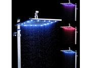 12 Inch Copper Water Saving Temperature Sensor RGB 3 Colors Changing LED Square Rainfall Fixed Shower Heads