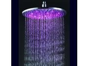 12 Inch Temperature Control Colors RGB Round Copper 12 LEDs Fixed Rainfall LED Shower Head Silver