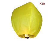 10Pcs Chinese Flying Sky Lantern Kongming Light Yellow for Festival