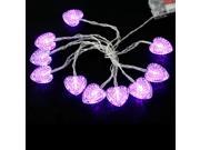 1.5m Love heart Shaped Battery LEDs Light Holiday Decoration Purple