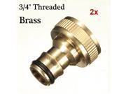 2x 3 4 Brass Threaded Garden Hose Water Tap Fittings Solid Connector