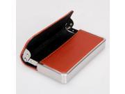Horizontal Design Leather Metal Business Credit ID Cardcase Holder Orange