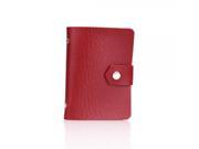 Leather Business Card Holder Unfold Style Jujube Red