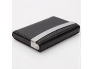 WD 0411 Horizontal Design Metal and Artificial Leather Business Card Holder Black