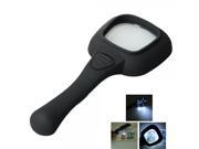 3X 60MM Zoom Portable Hand held Magnifier Magnifying Glass with 6 pcs LED Lights Black
