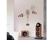 Beautiful and Stylish PVC Washable and Removable Wall Stickers with Microphone Pattern Coffee