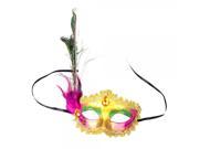 Fashion Peacock Feather Half Face Masquerade Feather Mask Rose Red