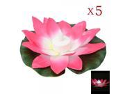 5pcs Beautiful Lotus Shaped LED Wishing Lamp Water Lantern Rose Red