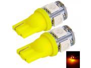 2pcs T10 Plug 5 SMD Car Light Bulbs Yellow