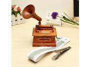 Nostalgic Retro Wooden Hand Cranked Music Box With Paper Tape
