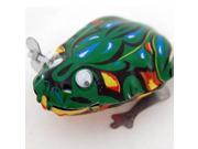 Funny Wind Up Moving Eyes Jumping Frog Toy Clockwork Spring Tin Toy