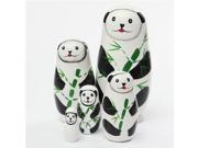 Panda Bear 5 Piece Russian Wood Nesting Doll Matryoshka Stacking Dolls