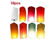 16 Pack Cylindrical Chinese Flying Sky Lanterns Kongming Light Color Mix