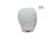 20pcs Wrapped Oval Shape Chinese Flying Sky Lanterns Kongming Light Wishing Lantern for Birthday Wedding Party White with Card