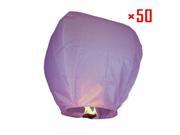 50Pcs Chinese Flying Sky Lanterns Kongming Light Purple for Birthday Wedding Party