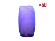 50Pcs Cylindrical Chinese Flying Sky Lanterns Kongming Light Purple for Festival