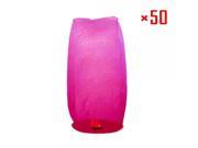 50Pcs Cylindrical Chinese Flying Sky Lanterns Kongming Light Pink for Festival