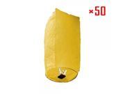 50Pcs Cylindrical Chinese Flying Sky Lanterns Kongming Light Yellow for Festival