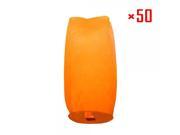 50Pcs Cylindrical Chinese Flying Sky Lanterns Kongming Light Orange for Festival