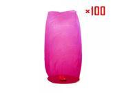 100Pcs Cylindrical Chinese Flying Sky Lanterns Kongming Light Pink for Festival