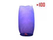 100Pcs Cylindrical Chinese Flying Sky Lanterns Kongming Light Purple for Festival