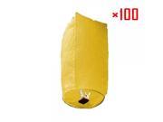 100Pcs Cylindrical Chinese Flying Sky Lanterns Kongming Light Yellow for Festival