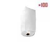 100Pcs Cylindrical Chinese Flying Sky Lanterns Kongming Light White for Festival