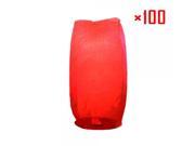 100Pcs Cylindrical Chinese Flying Sky Lanterns Kongming Light Red for Festival