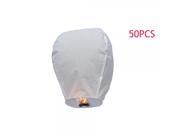 50pcs Wrapped Oval Shape Chinese Flying Sky Lanterns Kongming Light White with Card for Festival