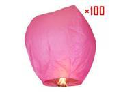 100Pcs Chinese Flying Sky Lantern Kongming Light Pink for Festival