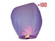 100Pcs Chinese Flying Sky Lantern Kongming Light Purple for Festival