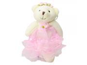 Exquisite Plush Couple Bear Hanging Toy with Wedding Dress for Bouquet Pink