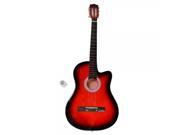 Beginner 38 Cutaway Folk Acoustic Guitar Red with String Pick