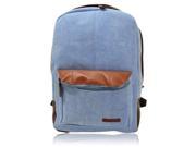 Retro Style Pure Color Zipper Closure Denim Backpack Light Blue