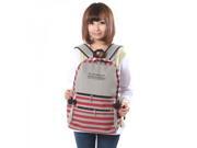 England Style Retro Stripes Pattern Canvas Backpack Red