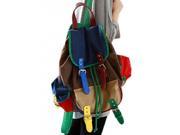 Vintage Contrasting Color Style Double shoulder Canvas Traveling Backpack