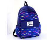 New Casual Large Capacity Colorful Mustache Pattern Backpack Blue