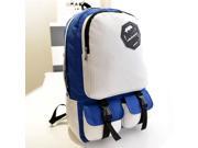 Western Style Trendy Letter Pattern Male Canvas Backpack Blue