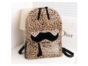 Trendy Retro Style Beard Pattern Double shoulder Lady’s Backpack with Zipper Leopard
