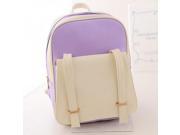 Casual Preppy Style Color Contrasting Double shoulder PU Leather Backpack Purple