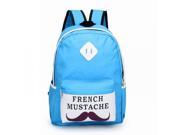 GL T06 Large Mustache Pattern Canvas Girl Backpack Blue