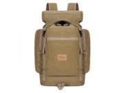 Large Capacity Double shoulder Rivets Decoration Canvas Backpack for Men Khaki