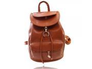 Unisex Korean Style Casual Pure Pattern PU Leather Backpack Brown